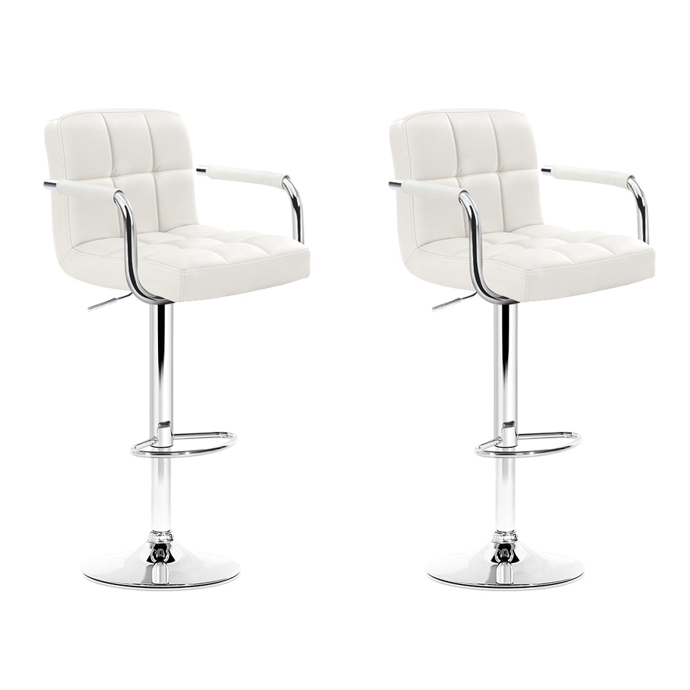 Stool Haven Set of 2 Bar Stools Gas lift Swivel - Steel and White