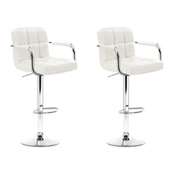 Stool Haven Set of 2 Bar Stools Gas lift Swivel - Steel and White