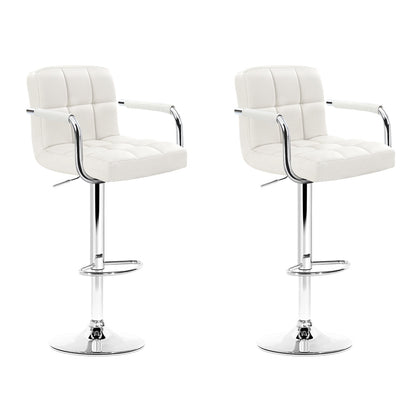 Stool Haven Set of 2 Bar Stools Gas lift Swivel - Steel and White