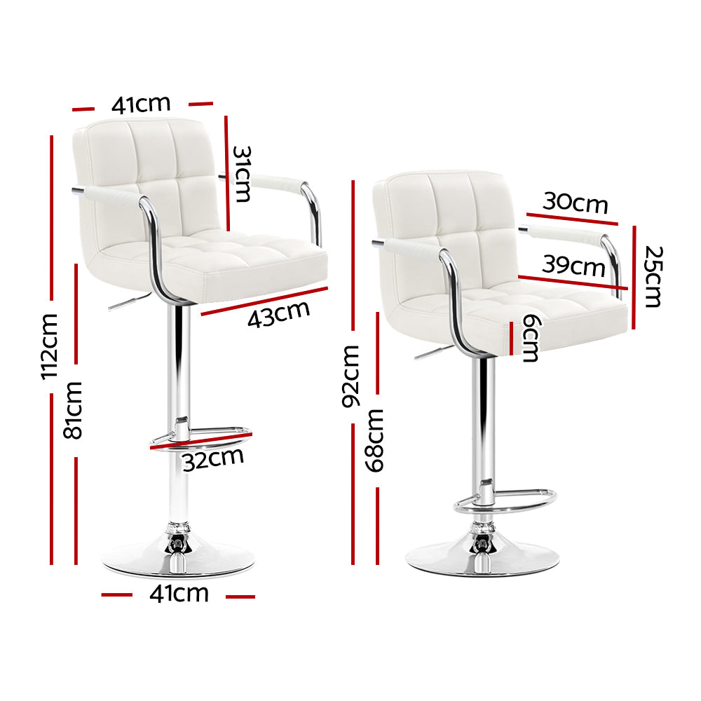 Stool Haven Set of 2 Bar Stools Gas lift Swivel - Steel and White