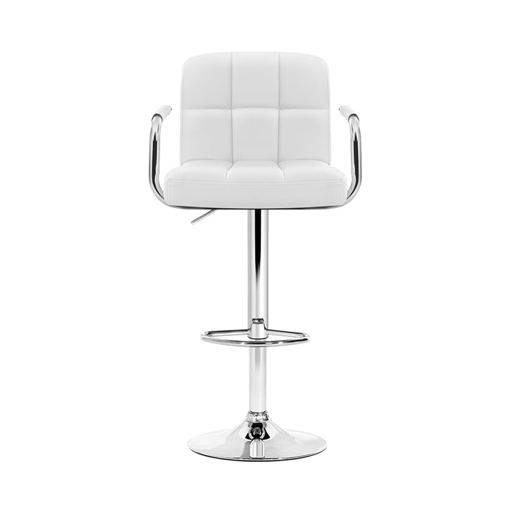 Stool Haven Set of 2 Bar Stools Gas lift Swivel - Steel and White