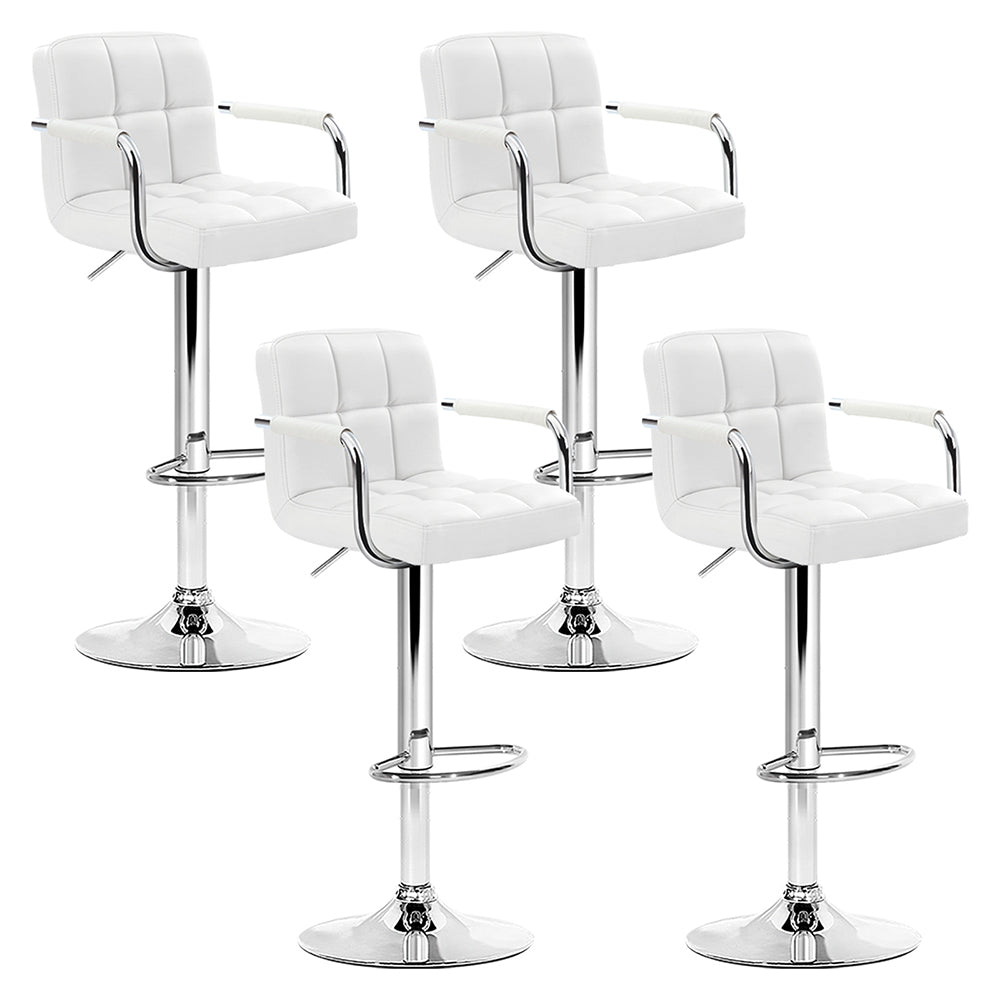 Stool Haven Set of 4 Bar Stools Gas lift Swivel - Steel and White