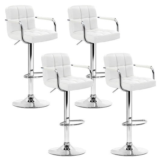 Stool Haven Set of 4 Bar Stools Gas lift Swivel - Steel and White