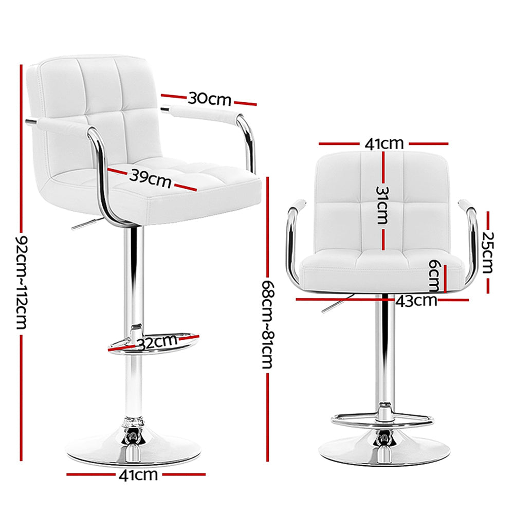 Stool Haven Set of 4 Bar Stools Gas lift Swivel - Steel and White