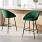 Stool Haven 2x Bar Stools Kitchen Dining Chair Counter Stool Tub Velvet Metal Green