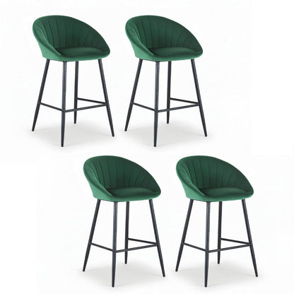 Stool Haven 4x Bar Stools Kitchen Dining Chair Counter Stool Tub Velvet Metal Green