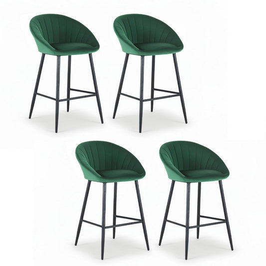 Stool Haven 4x Bar Stools Kitchen Dining Chair Counter Stool Tub Velvet Metal Green