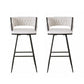 Stool Haven 2x Bar Stools Kitchen Dining Chair Counter Stool Woven Velvet Metal Ivory
