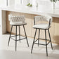 Stool Haven 2x Bar Stools Kitchen Dining Chair Counter Stool Woven Velvet Metal Ivory