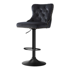 Stool Haven 1x Velvet Bar Stool Adjustable Height Nailhead Trim Kitchen Counter Stool