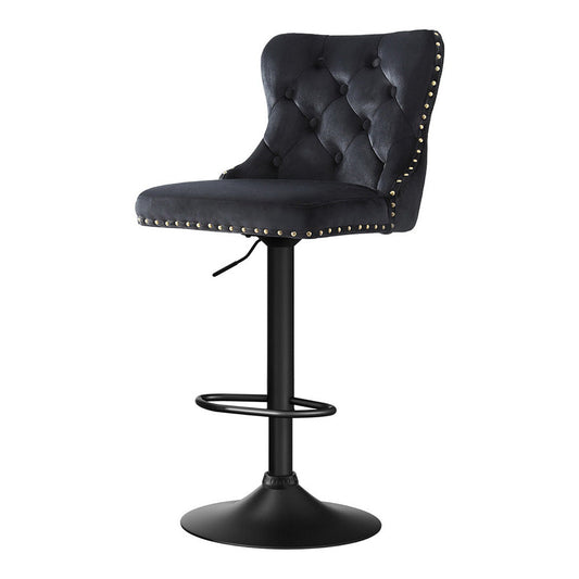 Stool Haven 1x Velvet Bar Stool Adjustable Height Nailhead Trim Kitchen Counter Stool