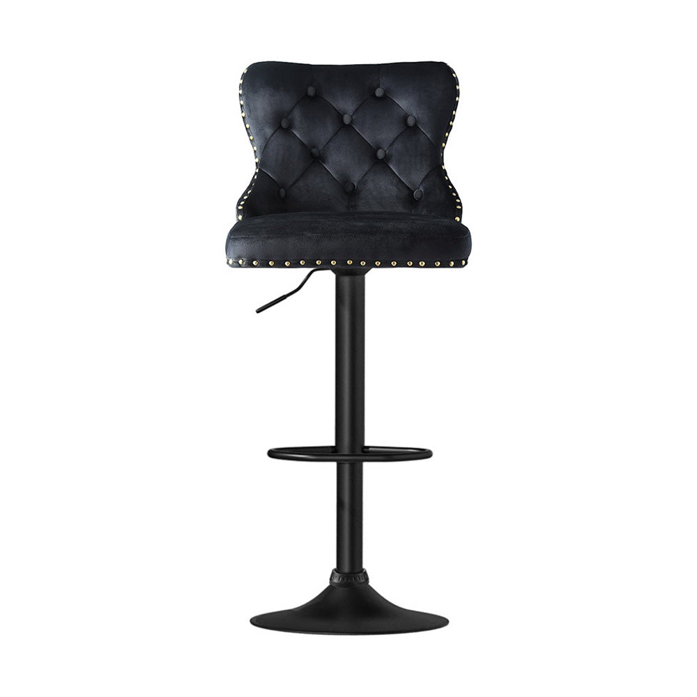 Stool Haven 1x Velvet Bar Stool Adjustable Height Nailhead Trim Kitchen Counter Stool