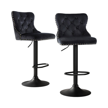 Stool Haven 2x Velvet Bar Stool Adjustable Height Nailhead Trim Kitchen Counter Stool