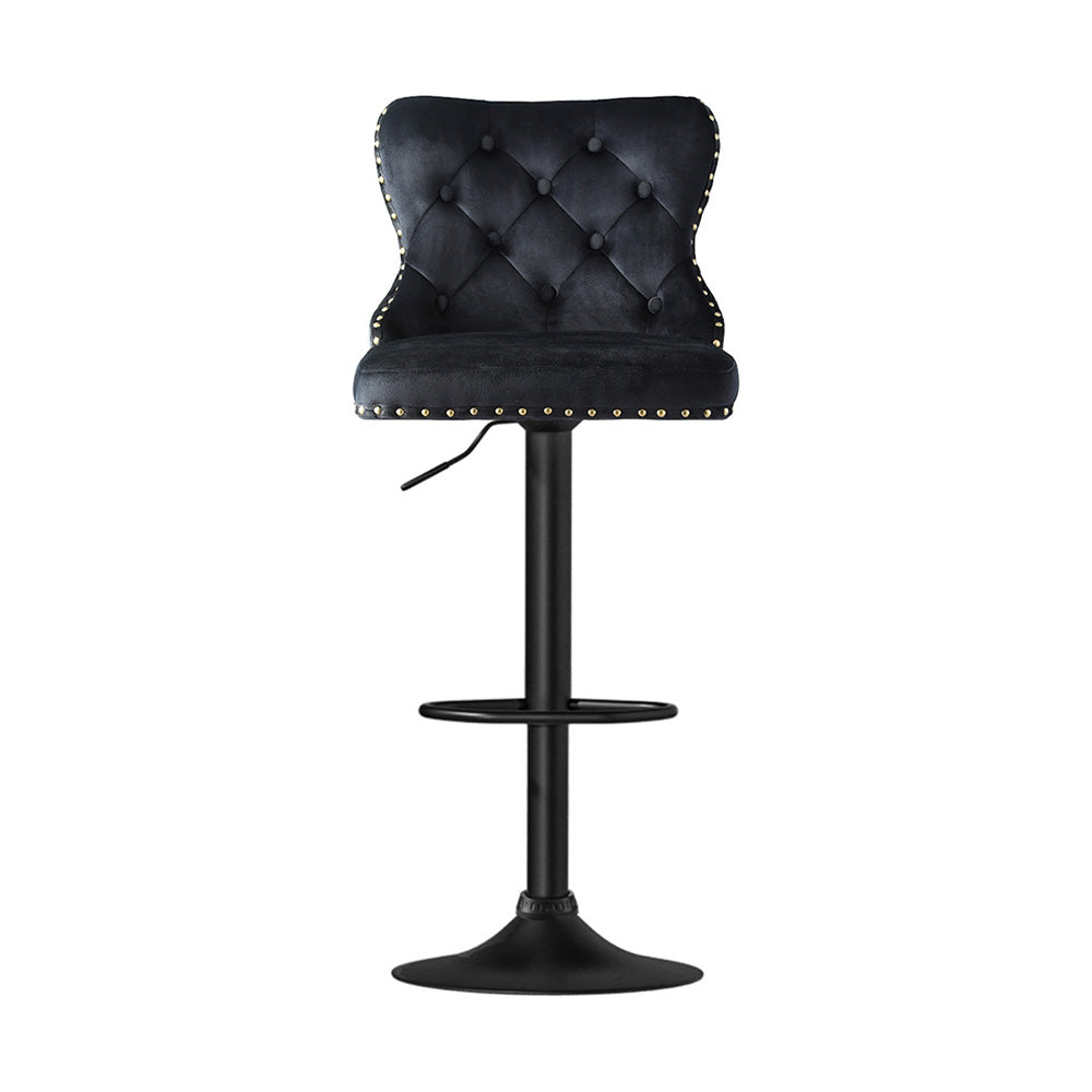 Stool Haven 2x Velvet Bar Stool Adjustable Height Nailhead Trim Kitchen Counter Stool