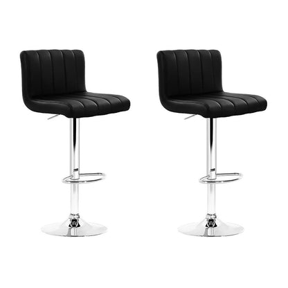 Stool Haven Set of 2 Line Style PU Leather Bar Stools - Black