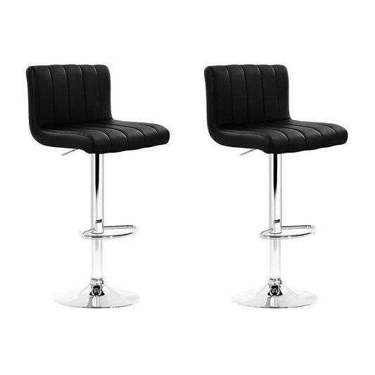 Stool Haven Set of 2 Line Style PU Leather Bar Stools - Black