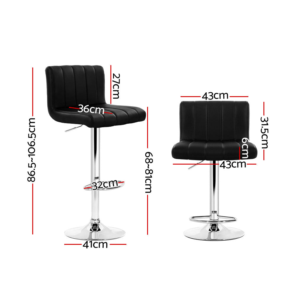 Stool Haven Set of 2 Line Style PU Leather Bar Stools - Black