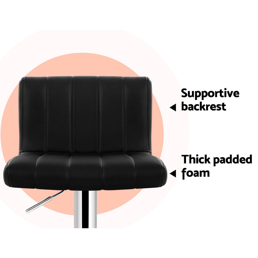 Stool Haven Set of 2 Line Style PU Leather Bar Stools - Black