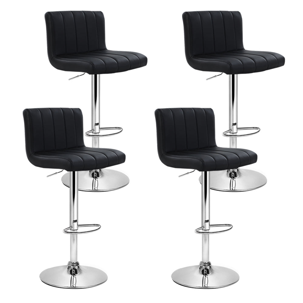 Stool Haven 4x Bar Stools Gas Lift Leather Black