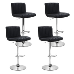 Stool Haven 4x Bar Stools Gas Lift Leather Black