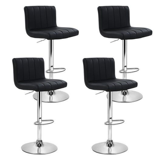Stool Haven 4x Bar Stools Gas Lift Leather Black