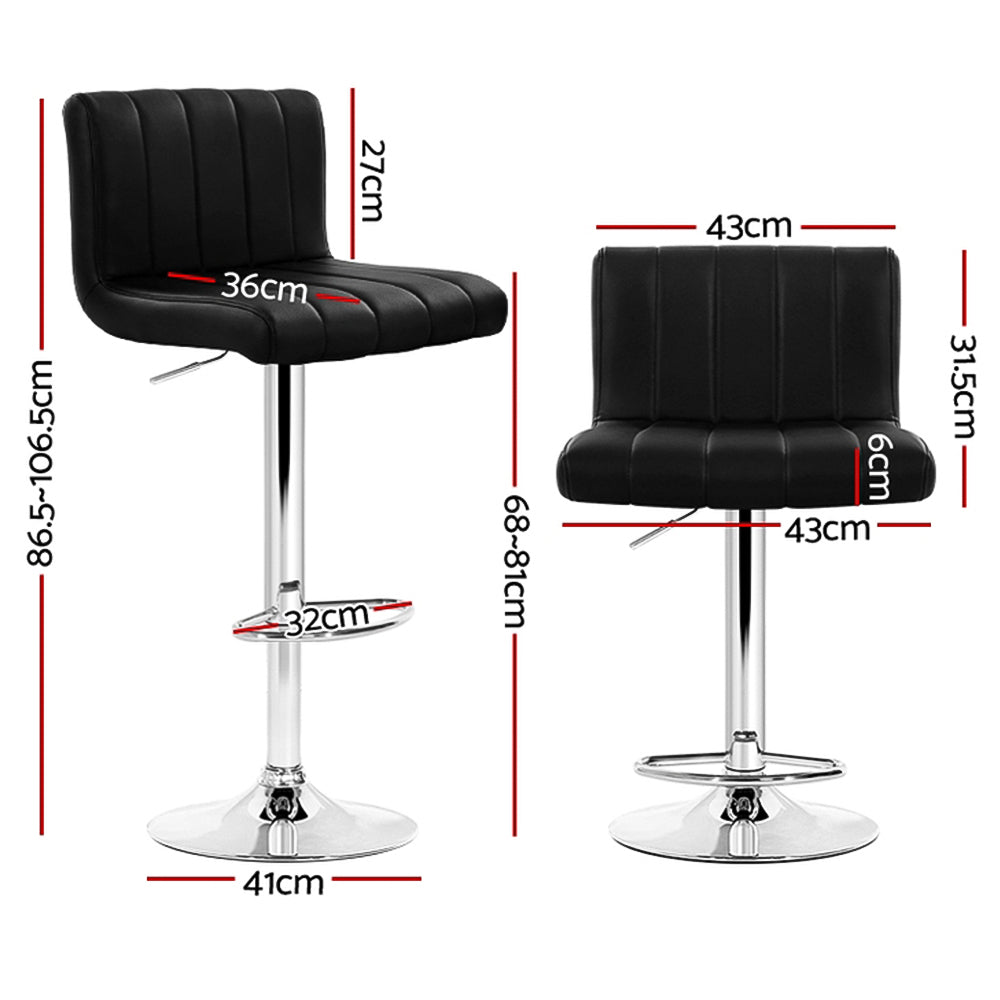 Stool Haven 4x Bar Stools Gas Lift Leather Black