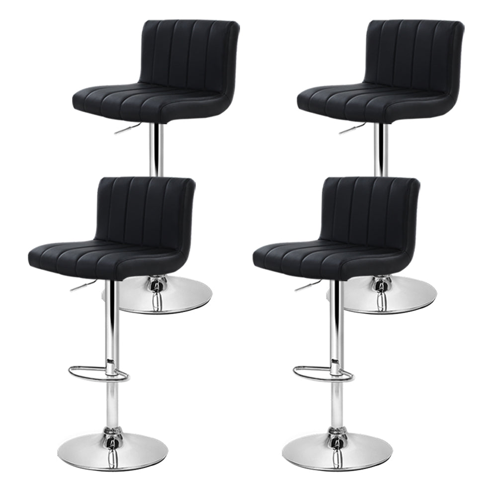 Stool Haven 4x Bar Stools Gas Lift Leather Black