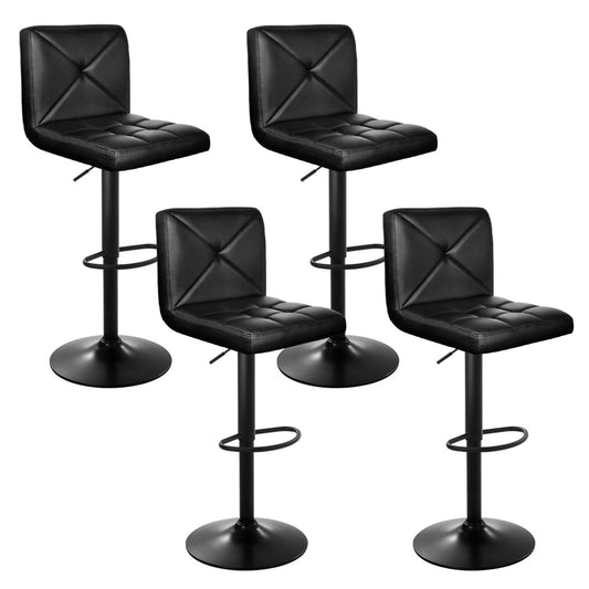 Stool Haven Set of 4 Bar Stools PU Leather Criss Cross Style - Black