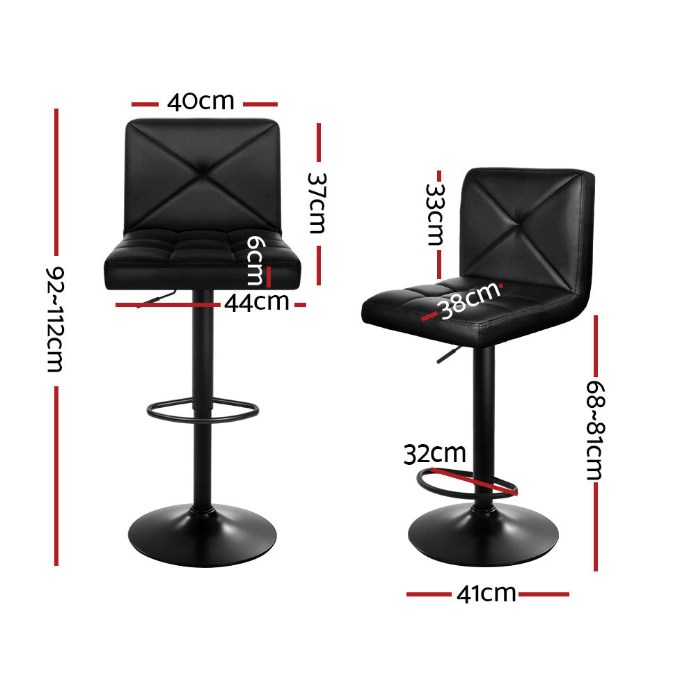 Stool Haven Set of 4 Bar Stools PU Leather Criss Cross Style - Black