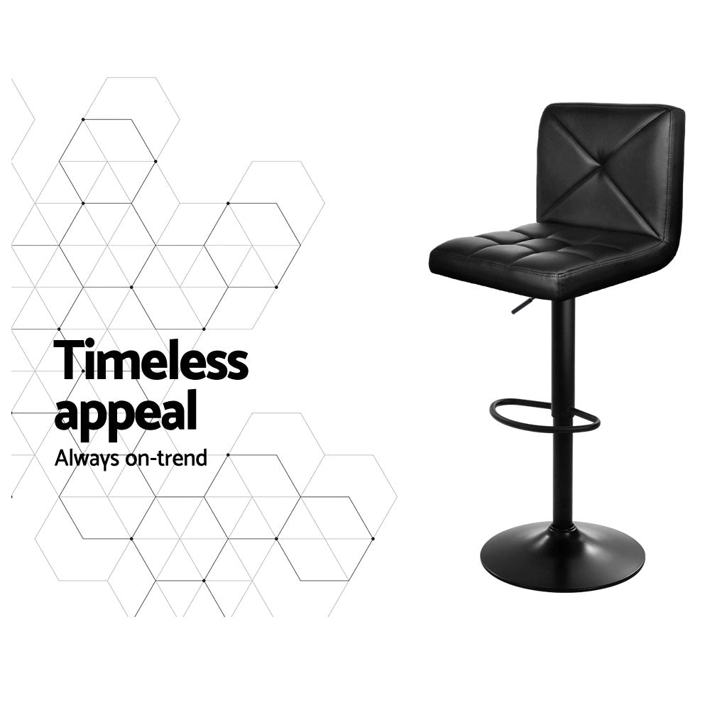Stool Haven Set of 4 Bar Stools PU Leather Criss Cross Style - Black