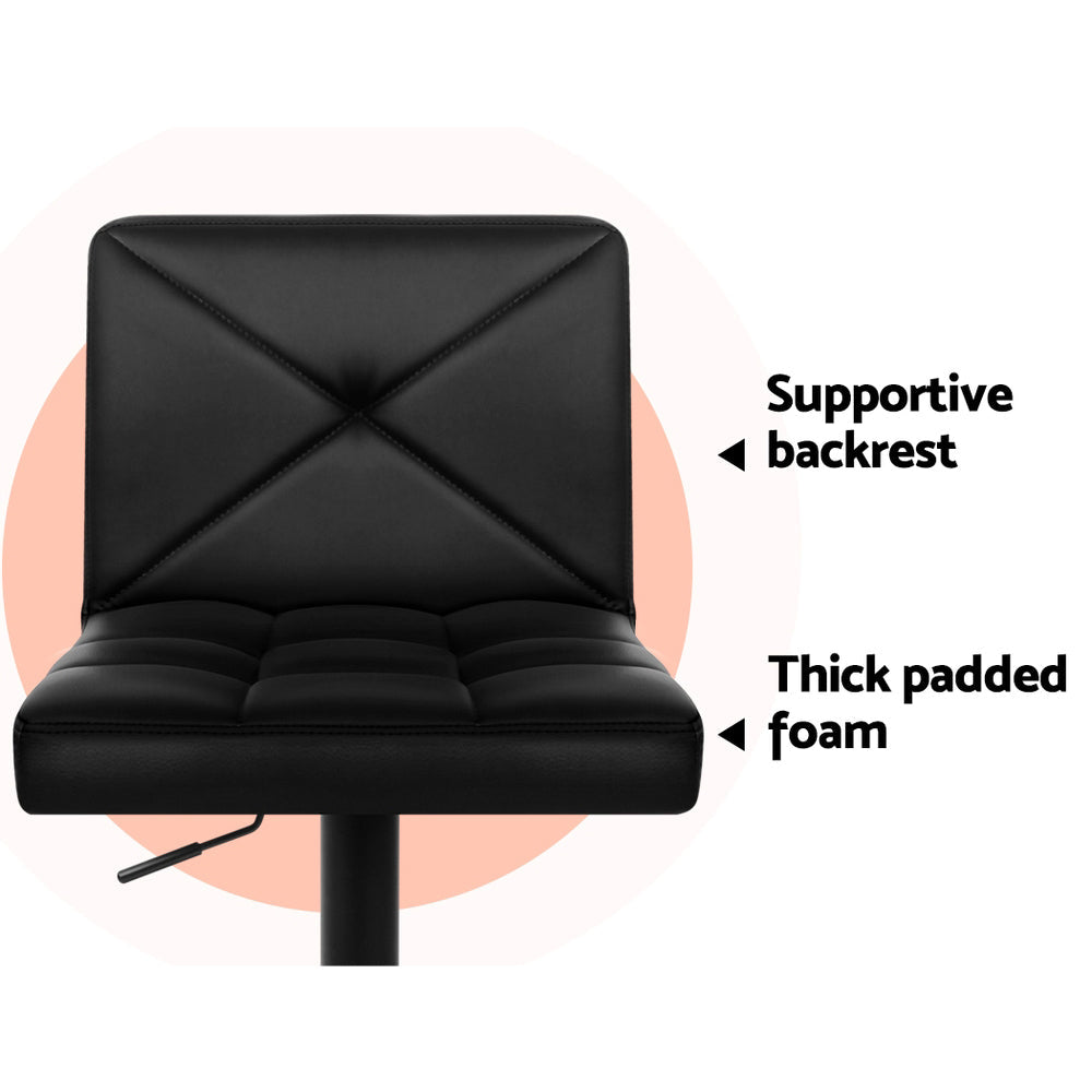 Stool Haven Set of 4 Bar Stools PU Leather Criss Cross Style - Black