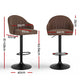 Stool Haven 2x Bar Stools Kitchen Swivel Gas Lift Counter Chair Shell Leather Brown