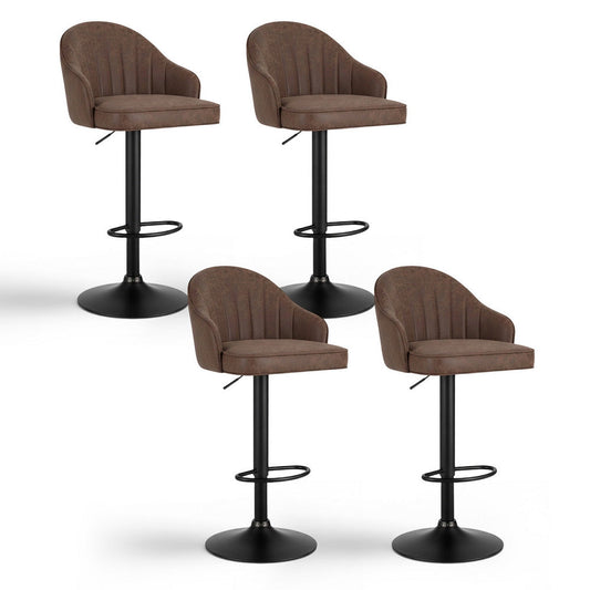 Stool Haven 4x Bar Stools Kitchen Swivel Gas Lift Counter Chair Shell Leather Brown