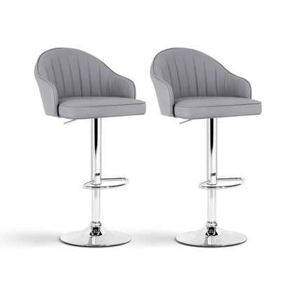 Stool Haven 2x Bar Stools Kitchen Swivel Gas Lift Counter Chair Shell Leather Grey
