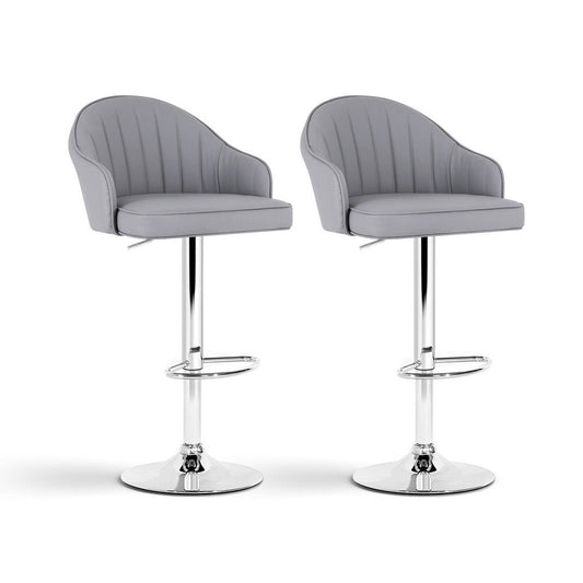 Stool Haven 2x Bar Stools Kitchen Swivel Gas Lift Counter Chair Shell Leather Grey