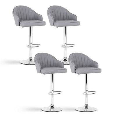 Stool Haven 4x Bar Stools Kitchen Swivel Gas Lift Counter Chair Shell Leather Grey