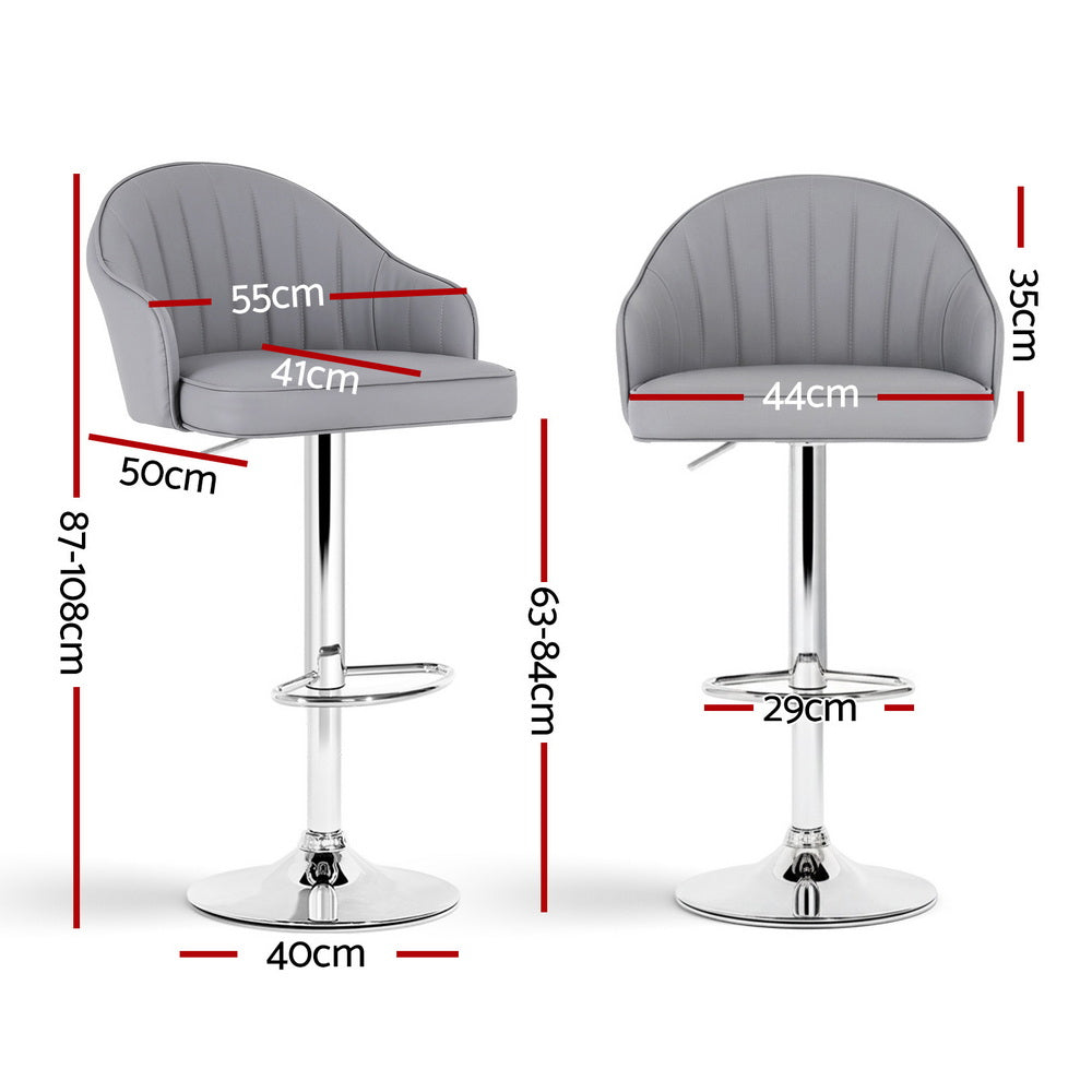 Stool Haven 4x Bar Stools Kitchen Swivel Gas Lift Counter Chair Shell Leather Grey