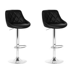 Stool Haven 2x Bar Stools Leather Padded Gas Lift Stool Black