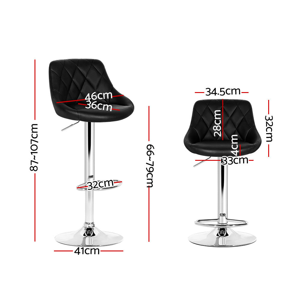Stool Haven 2x Bar Stools Leather Padded Gas Lift Stool Black