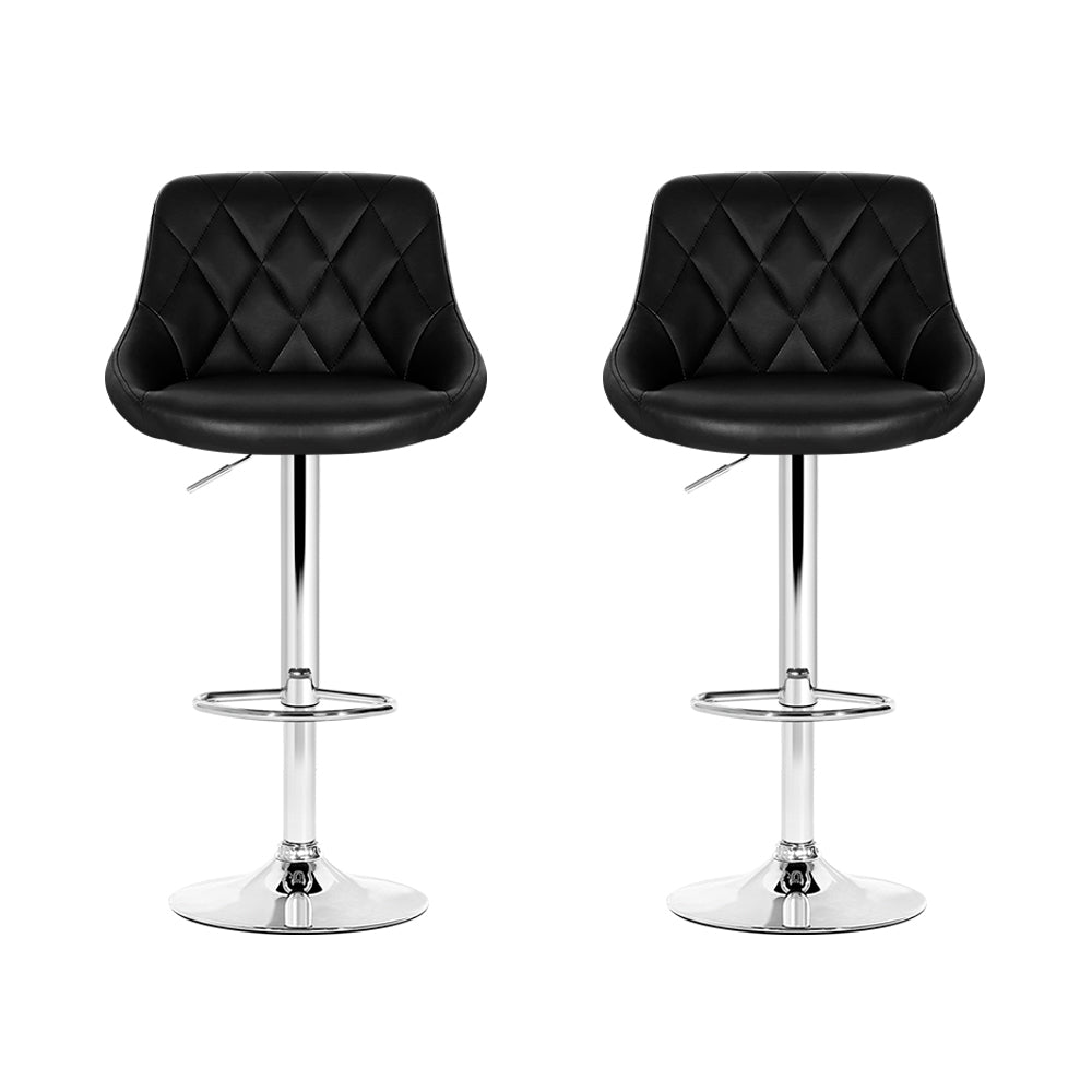Stool Haven 2x Bar Stools Leather Padded Gas Lift Stool Black