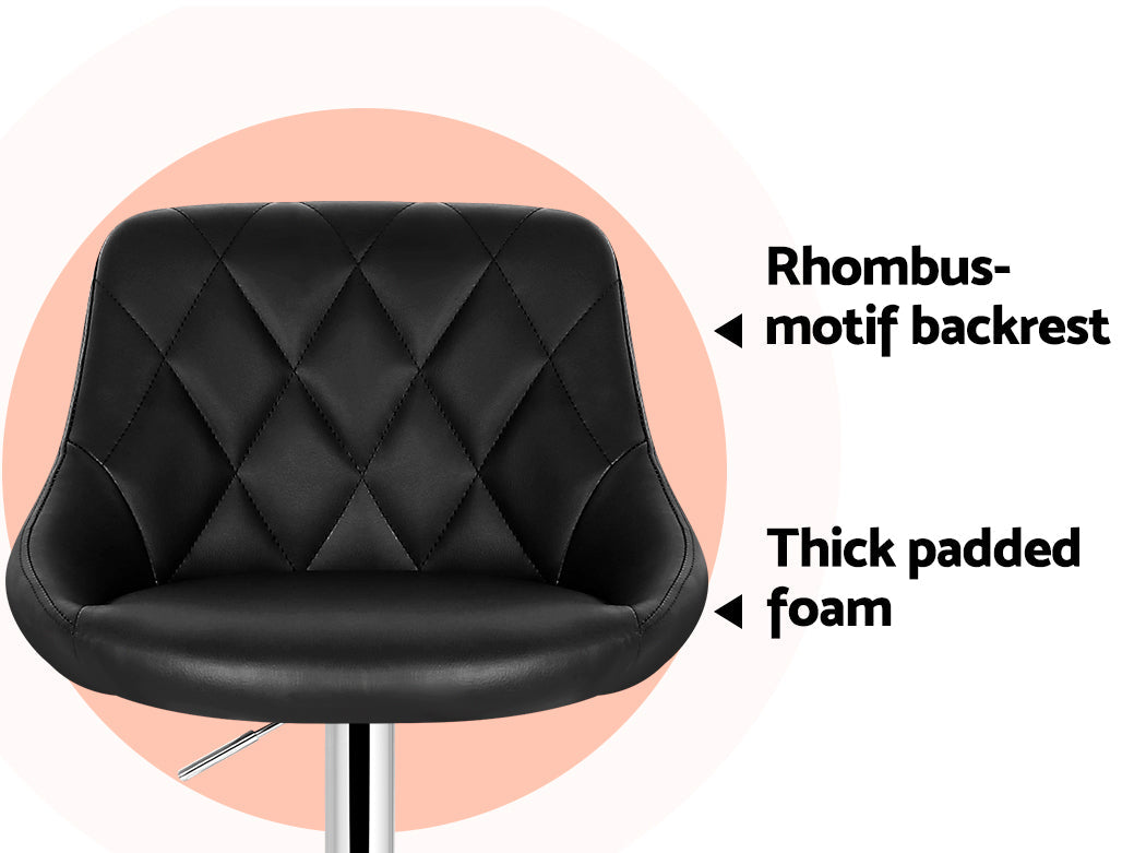 Stool Haven 2x Bar Stools Leather Padded Gas Lift Stool Black