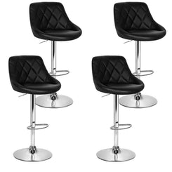 Stool Haven 4x Bar Stools Leather Padded Gas Lift Black