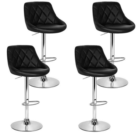Stool Haven 4x Bar Stools Leather Padded Gas Lift Black