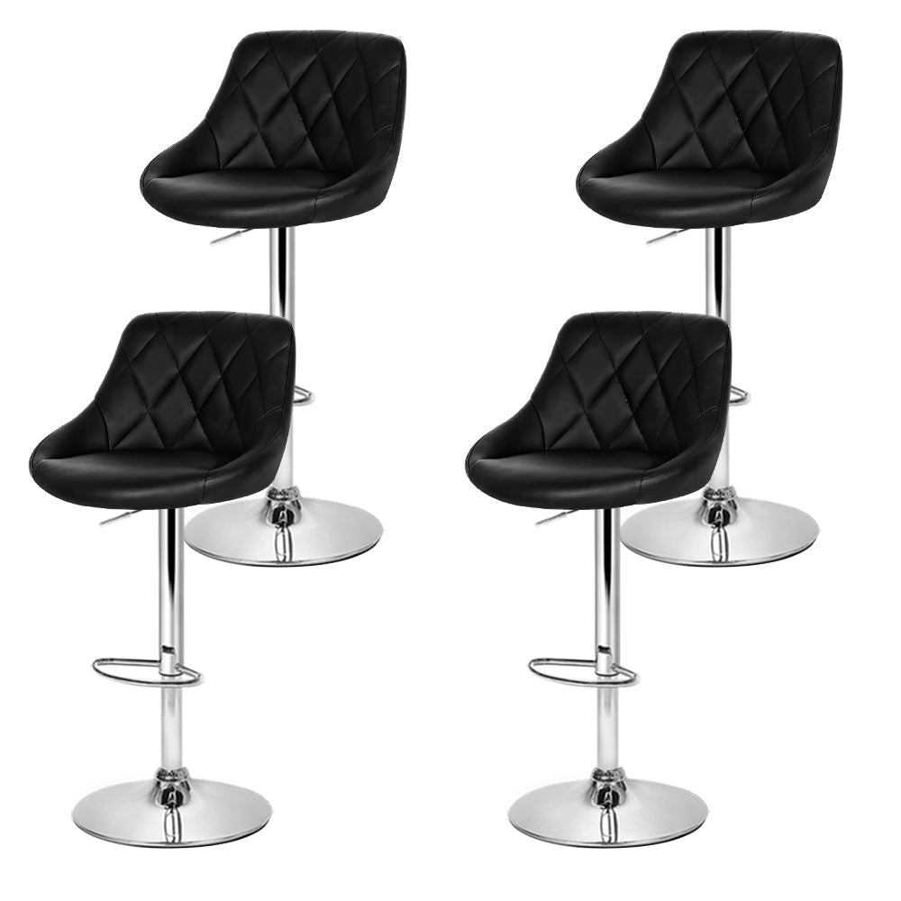 Stool Haven 4x Bar Stools Leather Padded Gas Lift Black