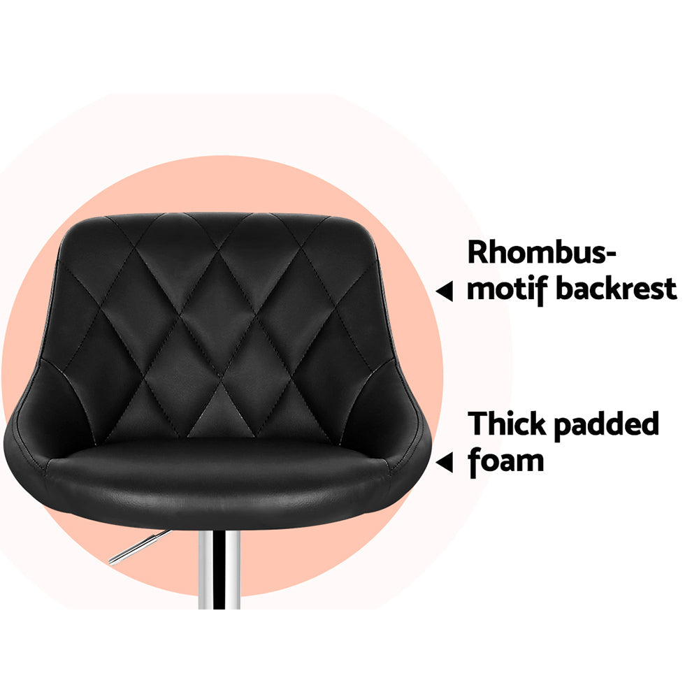 Stool Haven 4x Bar Stools Leather Padded Gas Lift Black