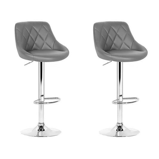 Stool Haven 2x Bar Stools Leather Padded Gas Lift Grey