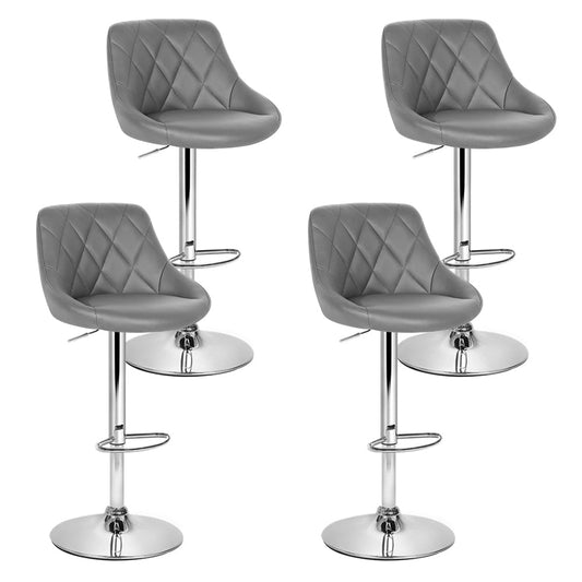 Stool Haven 4x Bar Stools Leather Padded Gas Lift Grey