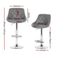 Stool Haven 4x Bar Stools Leather Padded Gas Lift Grey