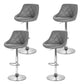 Stool Haven 4x Bar Stools Leather Padded Gas Lift Grey