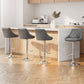 Stool Haven 4x Bar Stools Leather Padded Gas Lift Grey
